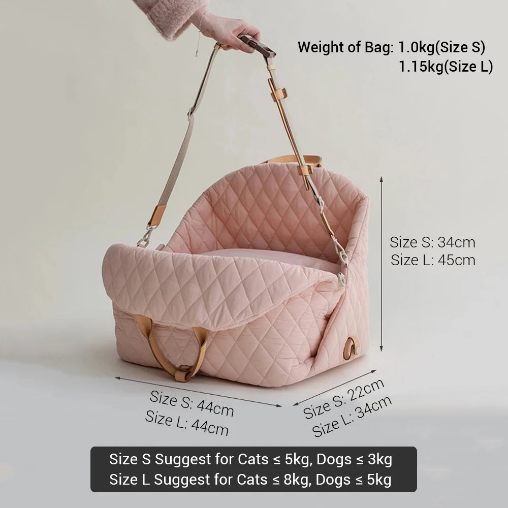 👜 Sac de Transport Luxe 2-en-1 pour Animaux – Siège Auto & Lit de Voyage 🐶🐱